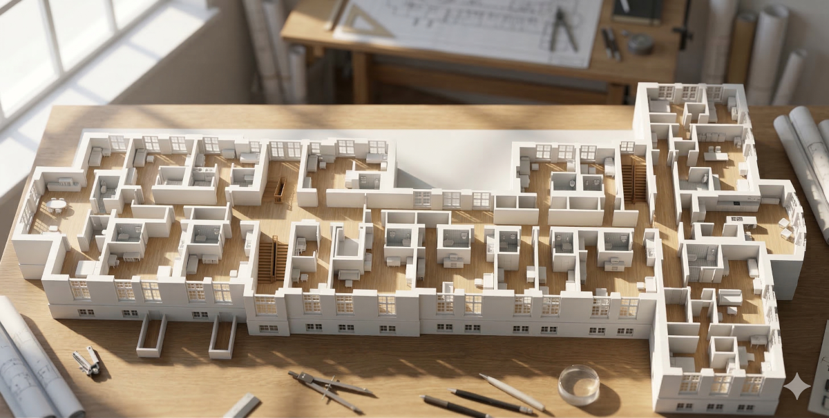 Grundriss möblierte Loft-Wohnung Cuxhaven — Schlosspark Quartier Haus 2b